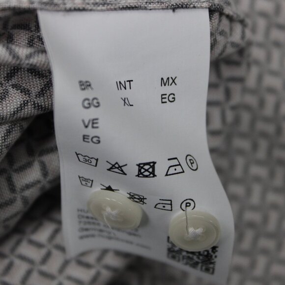 BOSS Hugo Boss Roger Shirt Men XL Pink/Black/White Geometric Slim Fit Lyocel L/S - Picture 10 of 15